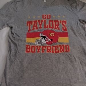 Gray Graphic T-Shirt with Red and Yellow Print